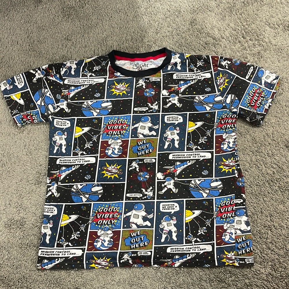 Outer space comic book t-shirt